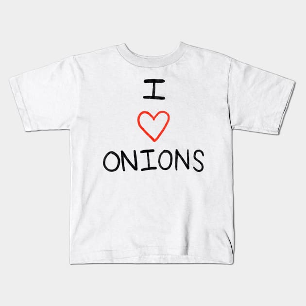 I Heart Onions Kids T-Shirt by cowboyknees